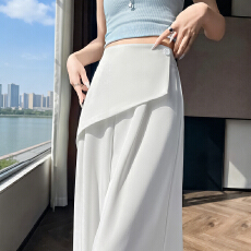 批发实拍2026春夏季新款<b class='q'>时尚</b>宽松显瘦阔腿裤假两件屁帘<b class='q'>休闲</b>西装长裤女