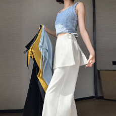 批发<b class='q'>实拍</b>2026夏季新款亚麻真两件屁帘<b class='q'>阔腿裤</b>女显瘦百搭设计感直筒长<b class='q'>裤</b>