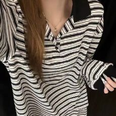 批发优质仿棉秋季新款时尚慵懒宽松polo领套头<b class='q'>上衣</b>阔腿裤休闲套