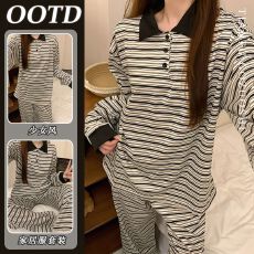 批发优质仿棉秋季新款时尚慵懒宽松polo领套头<b class='q'>上衣</b>阔腿裤休闲套