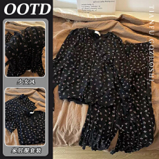 批发优质仿棉新款秋季套装女可爱小狗拼接<b class='q'>纯棉</b>睡衣可外穿全