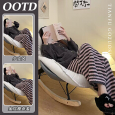 珍贝绒 韩系简约半边绒睡衣女2025秋冬季休闲加厚针织