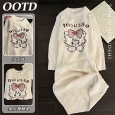 新款秋冬季睡裙加厚保暖甜美可爱小猫学生家居服可外穿