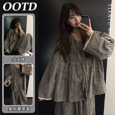 批发【优质仿棉】甜美ins睡衣女款春秋季2025新款长袖长裤家居服