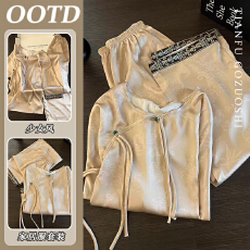 批发<b class='q'>韩版</b>复古风盘扣睡衣女款春秋新款大码长袖长裤家居服<b class='q'>套装</b>外穿