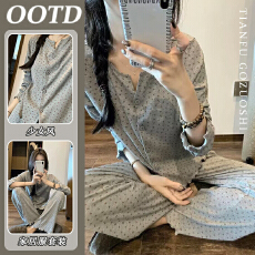 批发优质仿棉秋季新款睡衣款碎花甜美风短袖短裤长裤时尚家居服