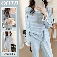 批发优质仿棉少女凯KT睡衣女春秋款长袖长裤家居服套装