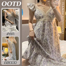 批发【仿棉面料】韩国小姐姐同款夏季吊带蕾丝花边甜美性感纯欲家居服