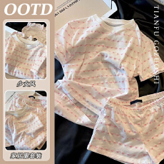 批发优质仿棉ins风卡通睡衣女夏季新款可爱学生宿舍短袖居家服