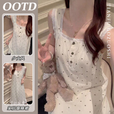批发带胸垫纯欲少女睡裙带胸垫夏季女款睡衣新款外穿短袖家居服
