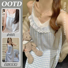 批发带胸垫纯欲少女睡裙带胸垫夏季女款睡衣新款外穿短袖家居服