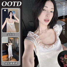 批发【带胸垫】睡裙吊带睡衣女款2026新款春<b class='q'>秋</b>季裙子缎面甜美公主风