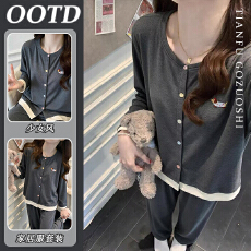 批发【优质仿棉】【带胸垫】韩系睡衣女春秋卡通可外穿家居服套装