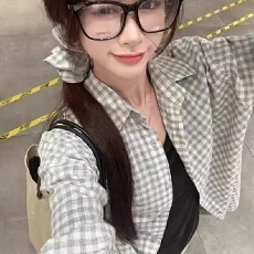 批发格子衬衫外套女夏季2026新款甜美宽松衬衣<b class='q'>长袖</b>休闲上衣赠头花