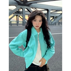 批发好质量 原版起版 原版定染 刺绣 蒂芙尼蓝外套女春秋季棒球<b class='q'>服</b>夹克