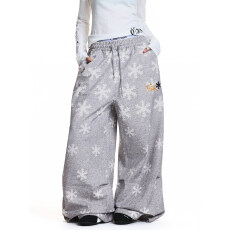 批发好质量 加绒 雪花满印阔腿<b class='q'>休闲裤</b>女秋冬宽松设计感保暖百搭长裤