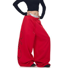 批发好质量 原版做工 重工烫钻设计感加绒卫裤男<b class='q'>女</b>爵士舞宽松阔腿<b class='q'>裤</b>