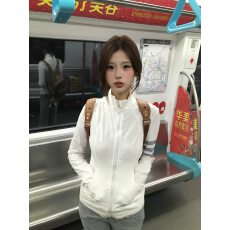 批发好质量 印花 原版做法 白色立领修身防晒衣女夏季三杠防晒服外套