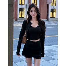 批发早秋季黑色辣妹<b class='q'>长</b>袖连衣<b class='q'>裙子</b>套装女2026新款韩系巨好看穿搭一整套