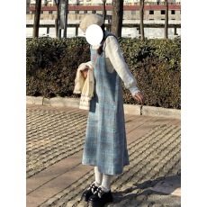 批发小香风背带连衣裙女2025新款学院风秋<b class='q'>冬</b>季法式小个子穿搭一整套装