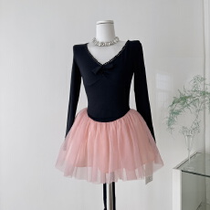 批发【瑞茜】 浪漫埃菲尔 秋纯欲千金风法式网纱连衣短裙 R2386L