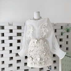 批发SMOL“云雾镜鸢”透视<b class='q'>欧根纱</b>上衣立体花朵半身裙<b class='q'>套装</b>气质两件套