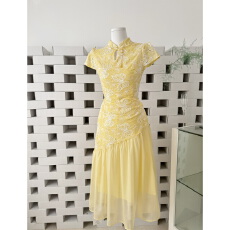 批发七七很芒【袅袅江南】镂空蝴蝶刺绣<b class='q'>改良</b><b class='q'>旗袍</b>2026新品假两件连衣裙