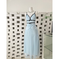 批发灰尘邓邓 网纱吊带<b class='q'>连衣裙</b>女2026早春新款法式度假长裙气质裙子