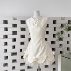 批发杨小卷 MIU系千金风无袖收腰连衣<b class='q'>裙</b>女设计感订婚生日<b class='q'>礼服</b><b class='q'>裙</b><b class='q'>公主裙</b>