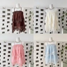 批发CloudSweet白云甜 早春柔雾 重工蕾丝拼接<b class='q'>连衣裙</b>多层渐变蛋糕裙