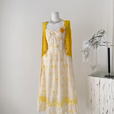 Acaine3/31 20:00 95折款黄油雏菊 温柔少女刺绣花朵连衣裙