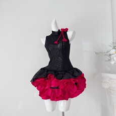 批发邝玲玲同款 Xinh越南 moulinrose  新款撞色立体花<b class='q'>裙</b>送蕾丝手套