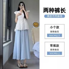 批发四色冰丝皱+内衬裙裤女<b class='q'>夏</b>仙女飘飘百褶半身裙冰丝垂感阔腿裤