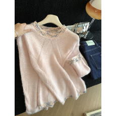 批发实拍<b class='q'>日系</b>复古重工套头毛衣女秋冬宽松慵懒风松弛高级感内搭打底针