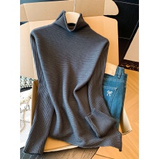 批发实拍 韩版慵懒风高领毛衣女秋冬套头针织<b class='q'>衫</b>不对称老钱风显瘦上衣