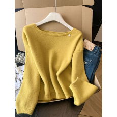批发实拍 韩系慵懒风宽松毛衣女秋冬圆领洋气高级感针织长袖套头上衣