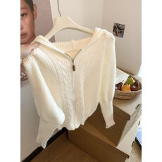 批发实拍 韩系秋冬新款宽松显瘦蝙蝠袖连帽针织开衫<b class='q'>毛衣</b>外套女上衣潮