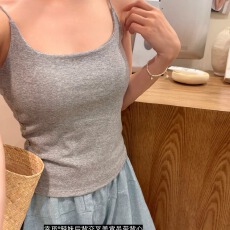 辣妹美背背心 后背交叉吊带 修身内搭带胸垫 韩版显瘦打底内衣