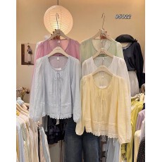 批发韩国东大门法式刺绣宽<b class='q'>甜美</b>高级感松减龄娃娃衫上衣小衫