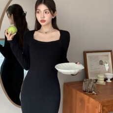 批发法式长袖鱼尾<b class='q'>连衣裙</b>子秋季2025年新款女装<b class='q'>气质</b>高级感穿搭包臀长裙