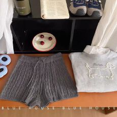 批发韩版休闲百搭针织麻花打底短裤女2025年新款外穿高腰弹力阔腿靴裤