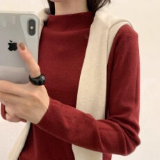 批发秋冬气质韩系慵懒风高级感半高领针织打底衫修身显瘦打底针织毛衣