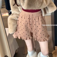 批发韩版减龄甜美韩系花边针织短裤女2026春外穿<b class='q'>打底裤</b>显瘦波点阔腿裤