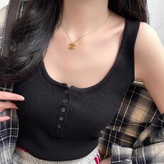 批发2026年夏季吊带背心女纽扣西装内搭修身外穿打底无袖百搭女装上衣