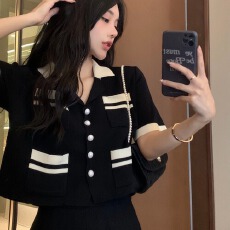 批发纯欲针织短袖女夏季2026年新款法式气质小香风上衣千金风<b class='q'>名媛</b><b class='q'>套装</b>