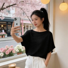 批发2026年夏季新款气质<b class='q'>不规则</b>设计感蝙蝠袖