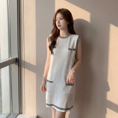 批发2026夏季女装法式小香风冰丝针织<b class='q'>连衣裙</b>女背心裙宽松显瘦中款裙子