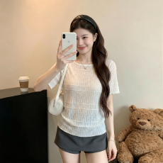 批发设计感薄款正肩短袖T恤女2026新款夏季mm遮肚显瘦通勤上衣