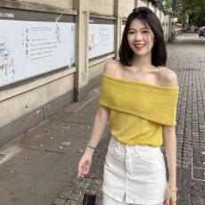 批发今年流行的爆款女装夏季2026新款一字露肩针织独特漂亮巨好看上衣