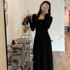 批发2026年秋季高级感法式<b class='q'>连衣</b>裙女显瘦显高气质收腰a字中<b class='q'>长裙</b>
